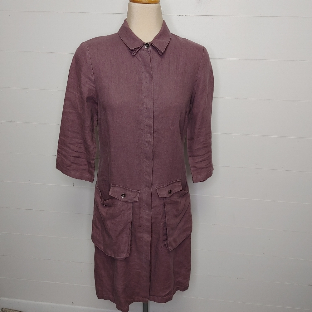 Kokomarina 100% linen lagenlook shirt dress XS